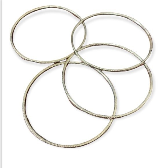 Bangle bracelets Silver set of 4 Tone  8”inner circumference 3“W - Picture 7 of 8